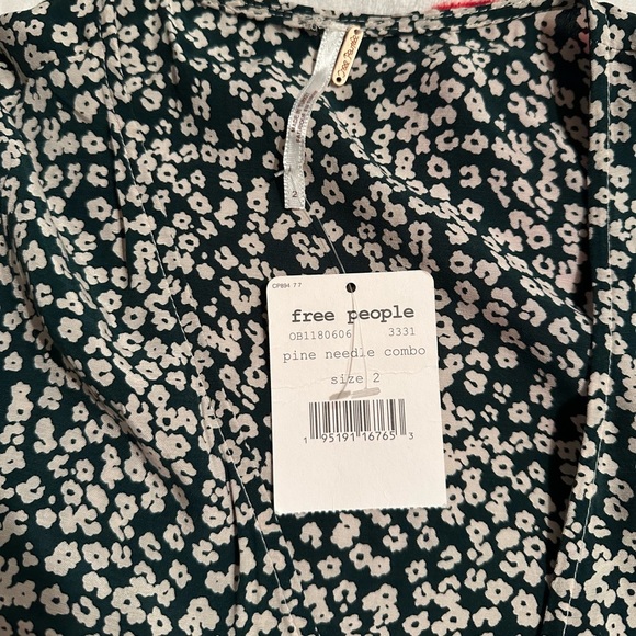 Free People NWT Green Pine Needle Combo Floral Kinsley Wrap Mini Dress - Picture 10 of 11